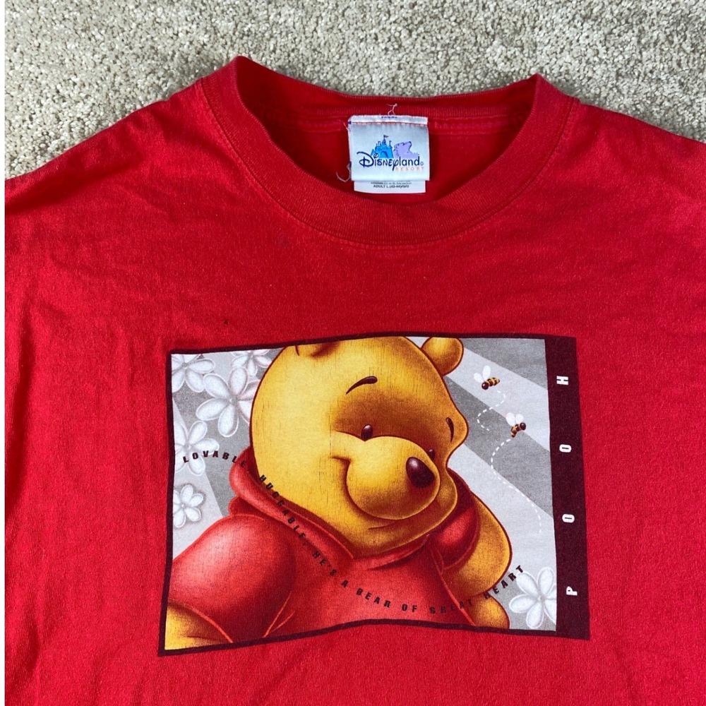 Disneyland Resort Winnie the Pooh Red‎ Graphic T-Shirt Mens Large Vintage Style